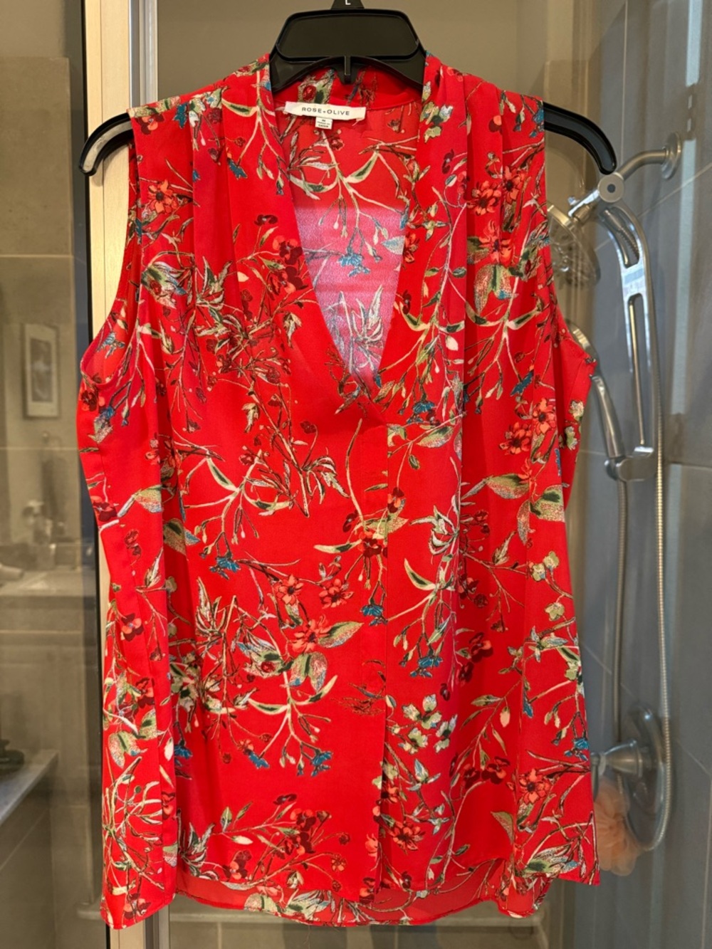 Rose & Olive Red Floral V-Neck Sleeveless Camisole